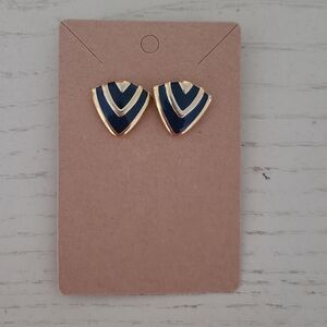 SALE! Vintage 1980s Gold Tone Chevron Earrings